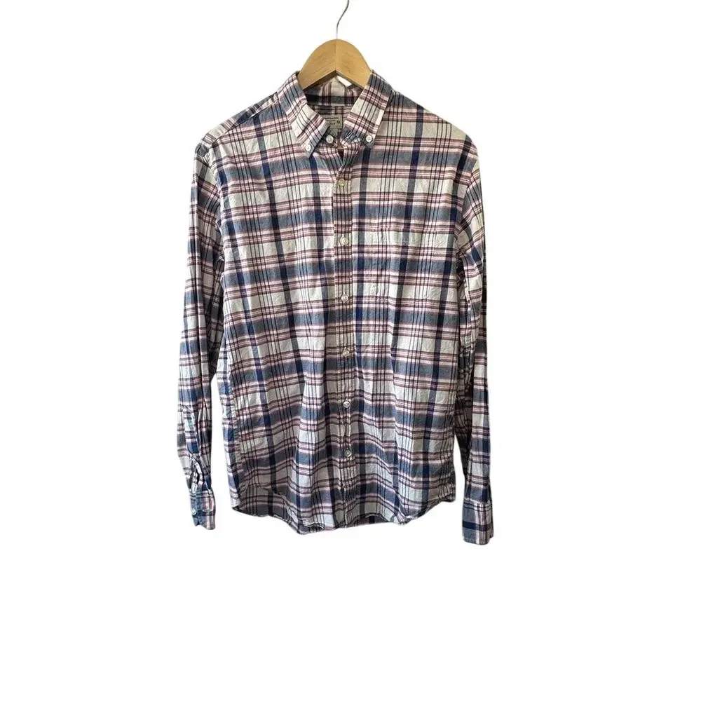 Tailored by J. Crew Summer Plaid Long Sleeve Button-Up Shirt Men's Medium